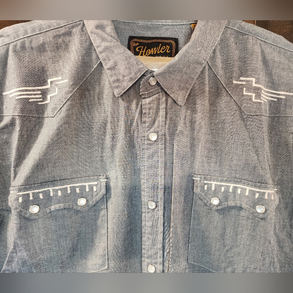 Howler Brothers Crosshatch Pictograph Pearl Snap Mens XXL